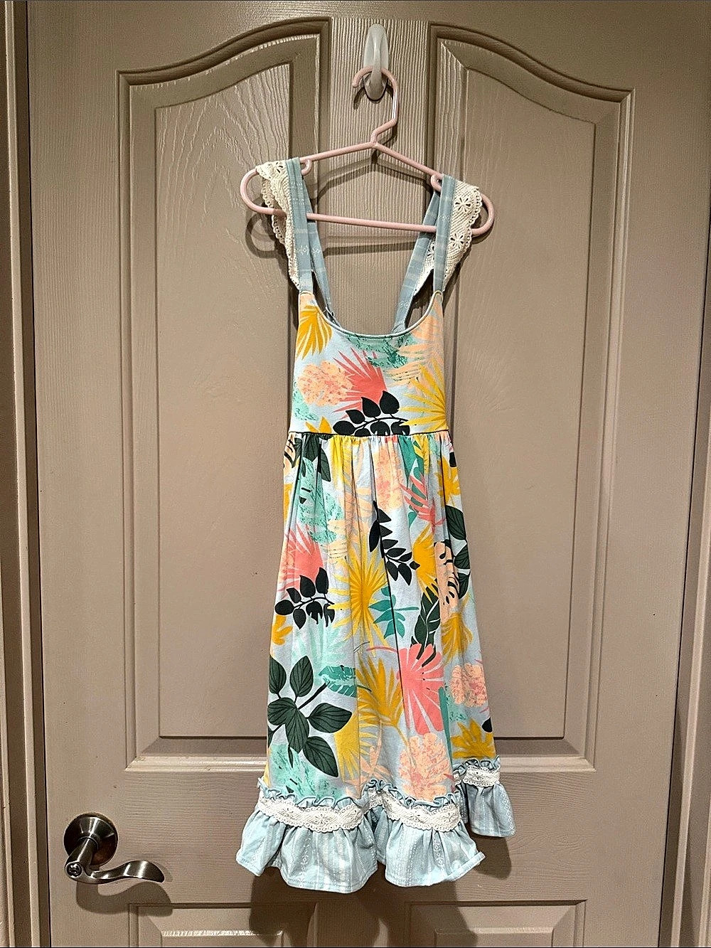 Matilda Jane Floral Ruffle Dress Blue & Pink Girls 10